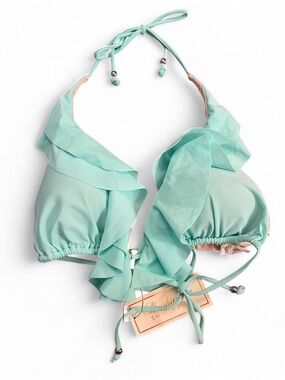 NWT Shoshanna Aqua Blue String Bikini Top Womens Size C / D